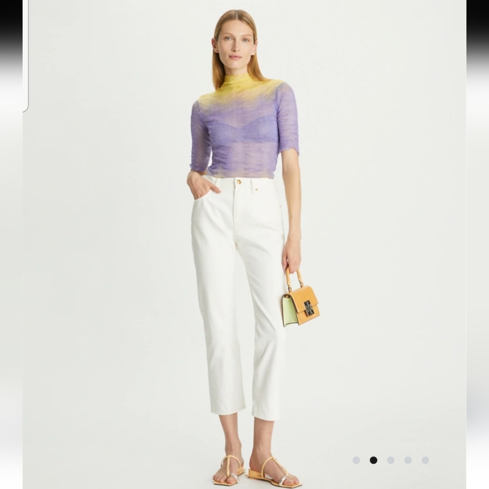 NWOT - Tory Burch High Rise White Denim Cropped Jeans
